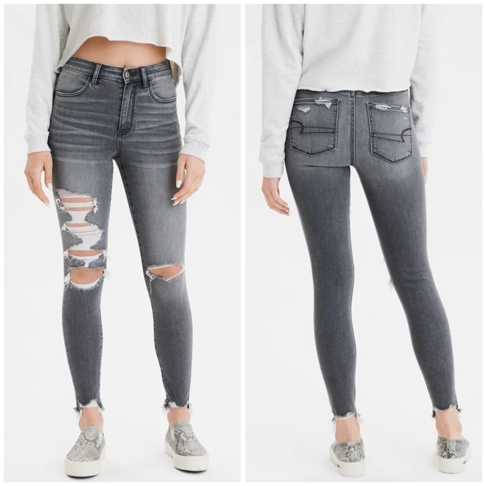 AMERICAN EAGLE Super Hi-Rise Jegging In Gray